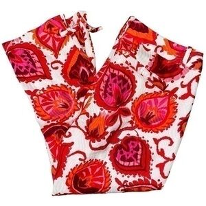 Kate Spade New York Women’s Size 4 Red Orange White Floral Cropped Cotton Pants